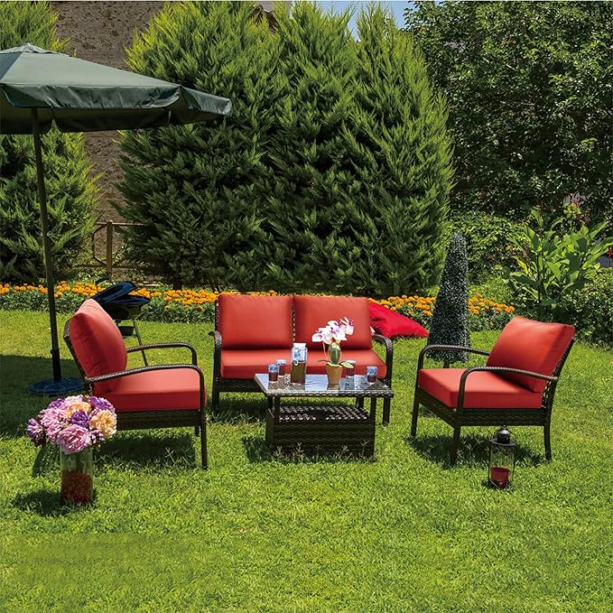 JMGBird Outdoor Chair Cushion Tufted Pillow, Deep Seat Chair Cushion Set 22"x22" Outdoor Cushions for Patio Furniture