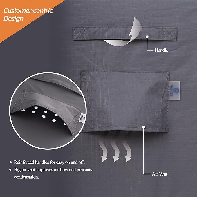 WJ-X3 Large Rectangular Outdoor Sectional Furniture Set Cover Waterproof, Dining Table Cover Wind Resistant, 160W x 90D x 36H in, Grey