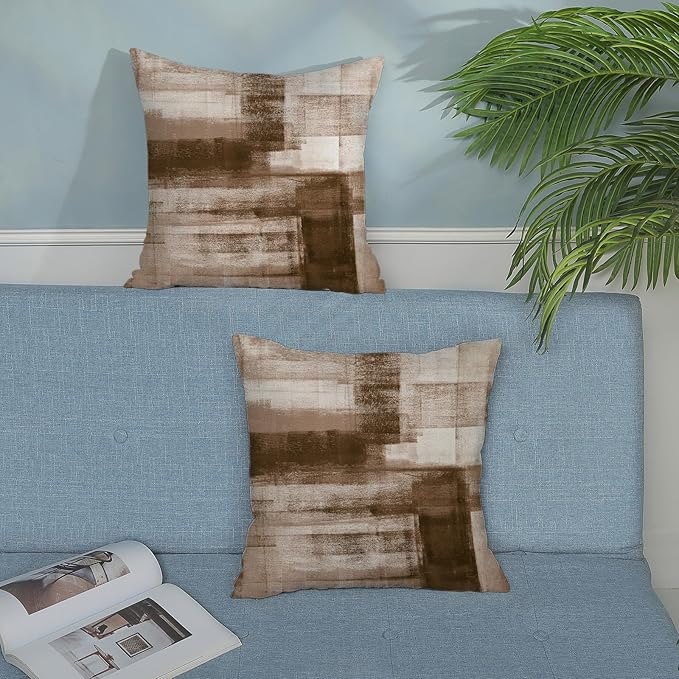 Boho Pillow Covers 18x18 Pack of 2 Brown Art Painting Decorative Throw Pillow Covers Outdoor Decor Bohemian Abstract Modern Decor Pillowcase Farmhouse Cushion Case for Home Sofa Couch
