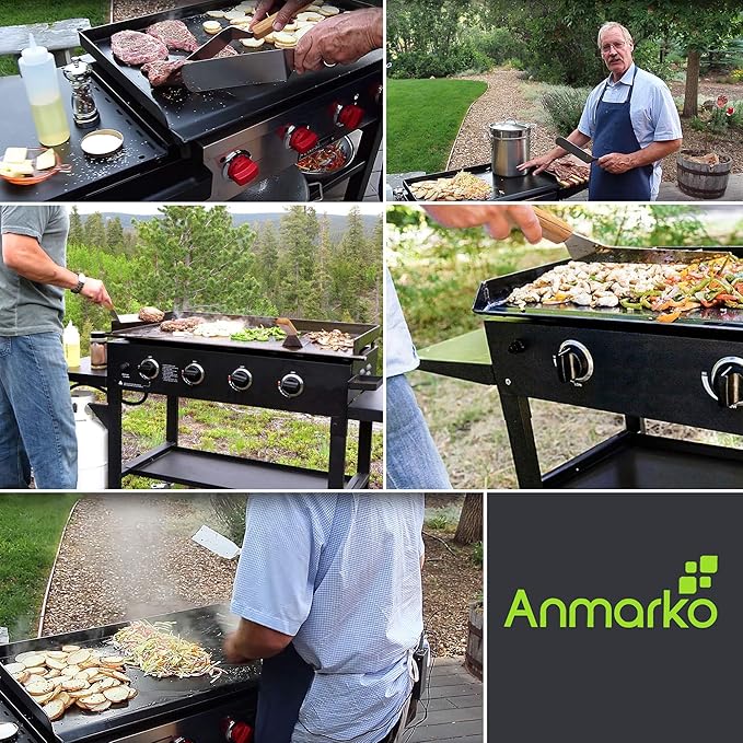 Professional Griddle Spatula Set - Stainless Steel Metal Spatula and Griddle Scraper - Heavy Spatula Griddle Accessories Great for Cast Iron Griddle BBQ Flat Top Grill - Commercial Grade