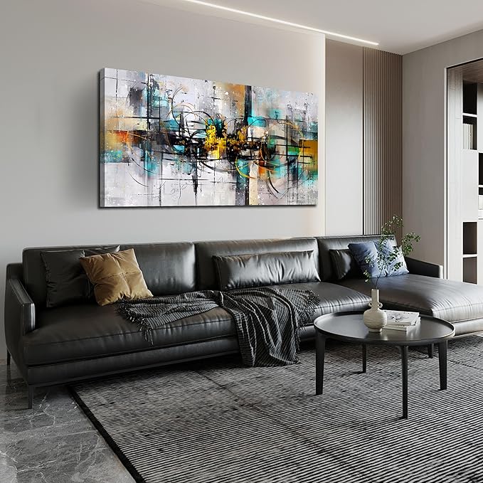 SIXTTART Abstract Wall Decor for Living Room - Modern Wall Art for Bedroom Home Office Decor Ready to Hang Size 24" x 48"