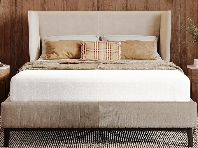 Queen Size 8-Inch Gel Memory Foam Mattress, Comfortable with Pressure Relieving Ergonomic Support, Breathable Soft Fabric Cover, Fiberglass Free, Mattress in a Box