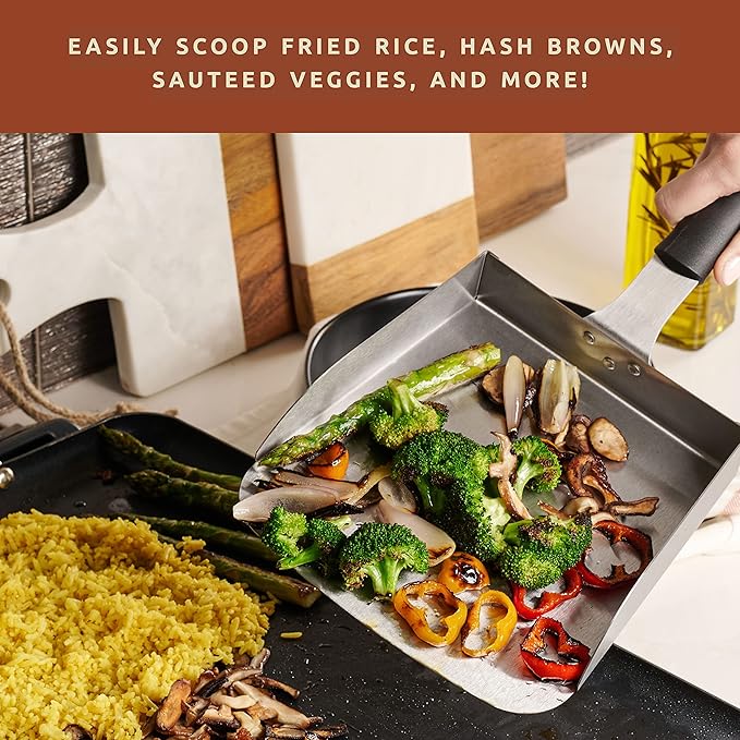 Bellemain Smash Burger Spatula for Griddle - Stainless Steel Scraper Tool, Large - Fried Food Scoop, Stir Fry, Food Mover - Hibachi Tools, Flat Top Grill Accessories