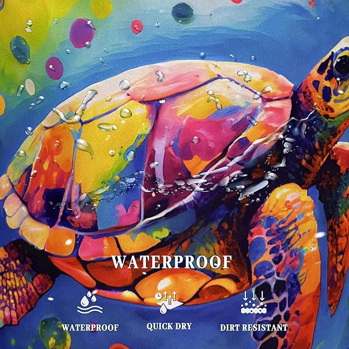 Colorful Sea Turtle Laundry Basket Foldable With Handles Tote Bag Oxford Cloth Cute Turtles Laundry Hamper 18.9" x 16.5" Clothes Storage Bucket Toy Organizer For Bathroom/Laundry/Bedroom