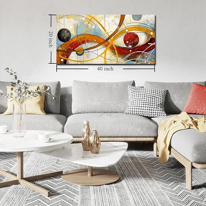 Large Abstract Yellow Canvas Wall Art for Living Room Bedroom Home Office Modern Wall Decor Line Geometric Abstract Picture Framed Canvas Prints Size 20x40