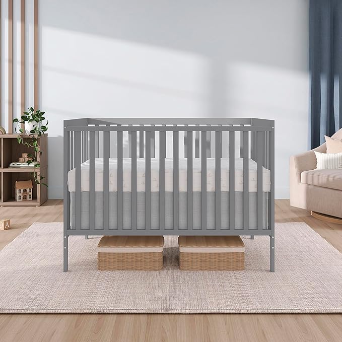 Dream On Me Synergy 5-in-1 Convertible Crib in Steel Grey, Greenguard Gold Certified