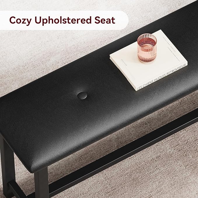 Dining Table Set for 4, Dining Room Table Set with 2 Upholstered Benches, Small Kitchen Table Set, 3 Piece Farmhouse Rectangular Dining Room Table Set, Space Saving Dining Table for Apartment