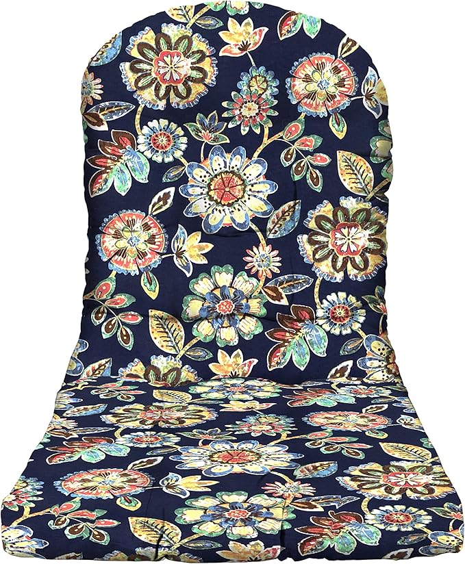 RSH DECOR: Tufted Adirondack Chair Cushion | 42.5” x 21” | All-Weather Spun Fabric | Water and Fade-Resistant | Outdoor Cushion for Patio Furniture | Daelyn Navy