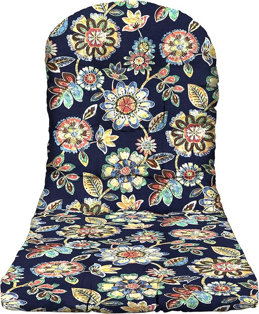 RSH DECOR: Tufted Adirondack Chair Cushion | 42.5” x 21” | All-Weather Spun Fabric | Water and Fade-Resistant | Outdoor Cushion for Patio Furniture | Daelyn Navy