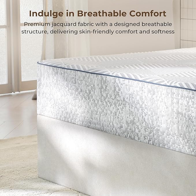 King Size Mattress, 12 Inch Gel Memory Foam King Mattress, for Pressure Relief & Spine Support, Diamond Pattern Design, Medium Feel, CertiPUR-US Certified