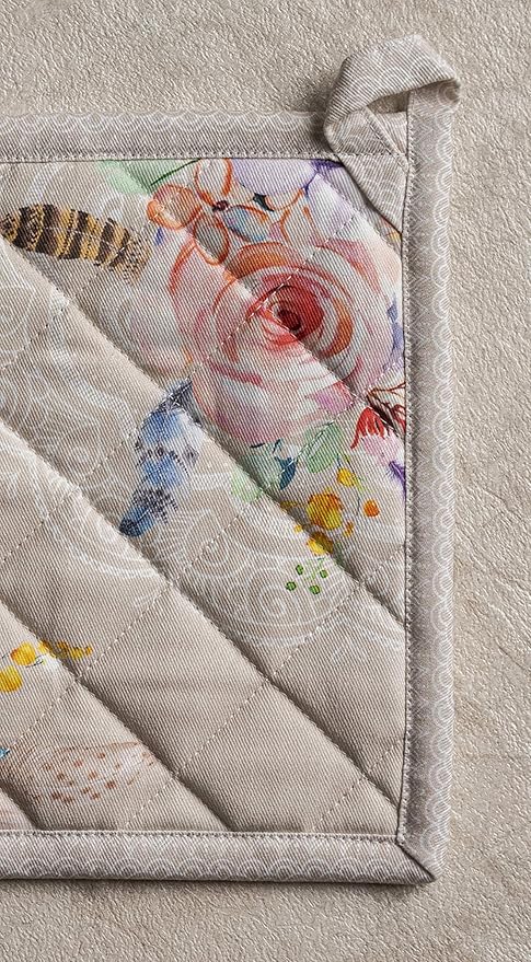 Maison d' Hermine Pot Holders Set 100% Cotton Heat Resistant Potholders 8" x 8" Hot Pads with Loop BBQ, Cooking, Baking, Grilling, Kitchen, Handling Hot Pans Spring/Summer (Pack of 2, Ibiza - Beige)