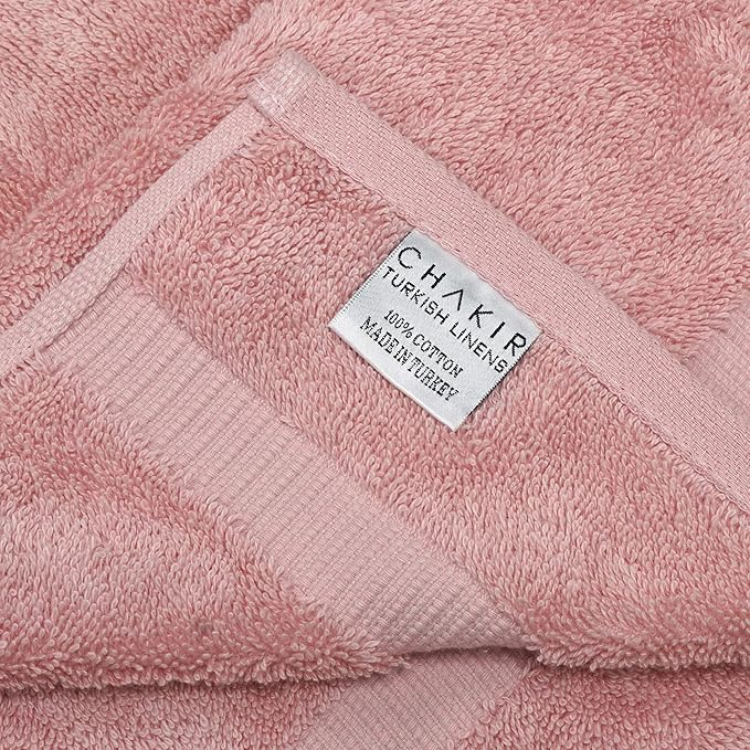 Chakir Turkish Linens 100% Cotton Premium Turkish Towels for Bathroom, 2 Large Bath Towels, 2 Hand Towels, 2 Washcloths (6-Piece Towel Set, Pink)