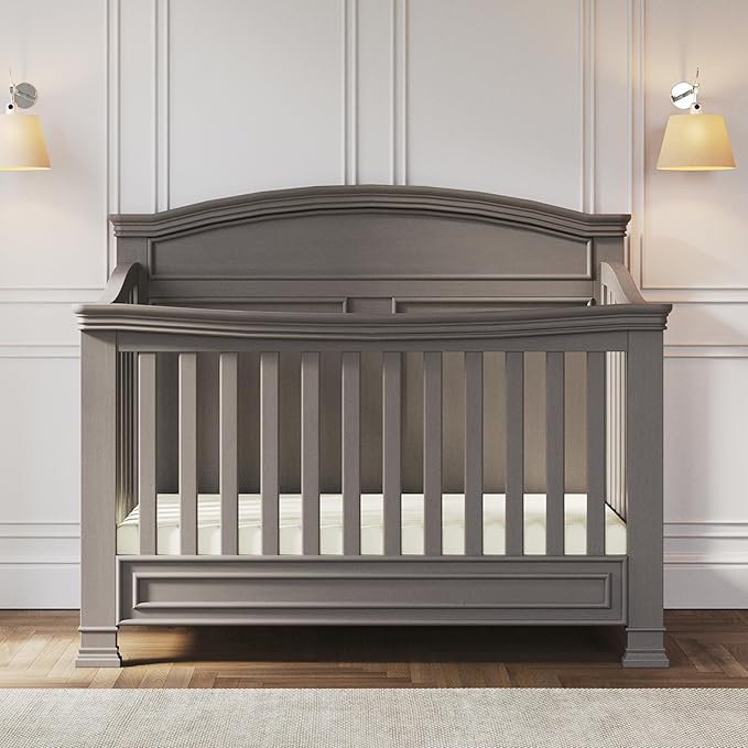 Child Craft Legacy Westgate 4-in-1 Convertible Crib, Baby Crib Converts to Day Bed, Toddler Bed and Full Size Bed, 3 Adjustable Mattress Positions, Baby Safe Finish (Chelsea Gray)