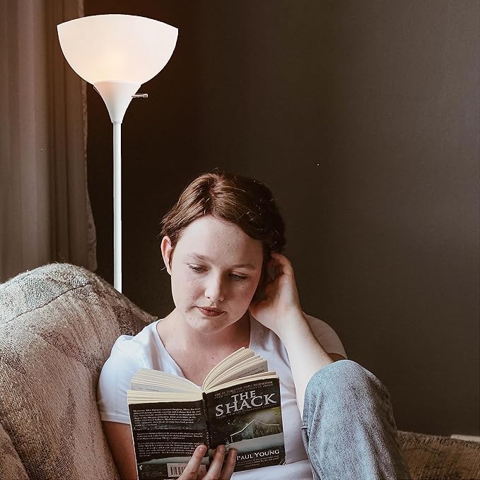 Newhouse Lighting NHFL-JO-WH Joey 71-inch Modern Standing, Torchiere Floor Lamp for Bedrooms, Living Room | Durable Floor Lamp for Home, Office, Reading (White)