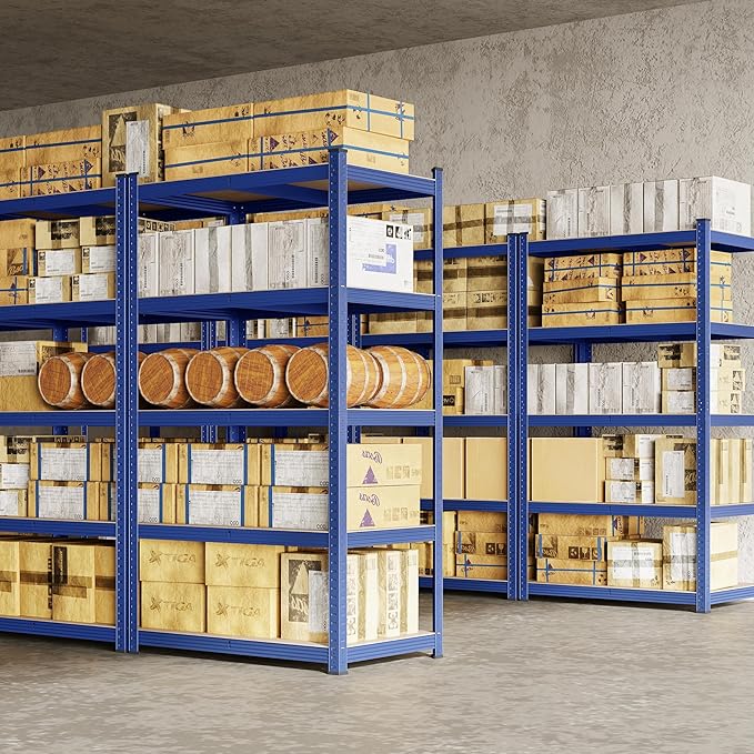 Yaheetech Standing Shelf Units, 5 Tier Storage Shelf, Heavy Duty Shelving, Adjustable Garage Shelves, Utility Rack Shelf Unit, Basement Warehouse Shed, 35.5″L × 16″W × 71″H - Blue