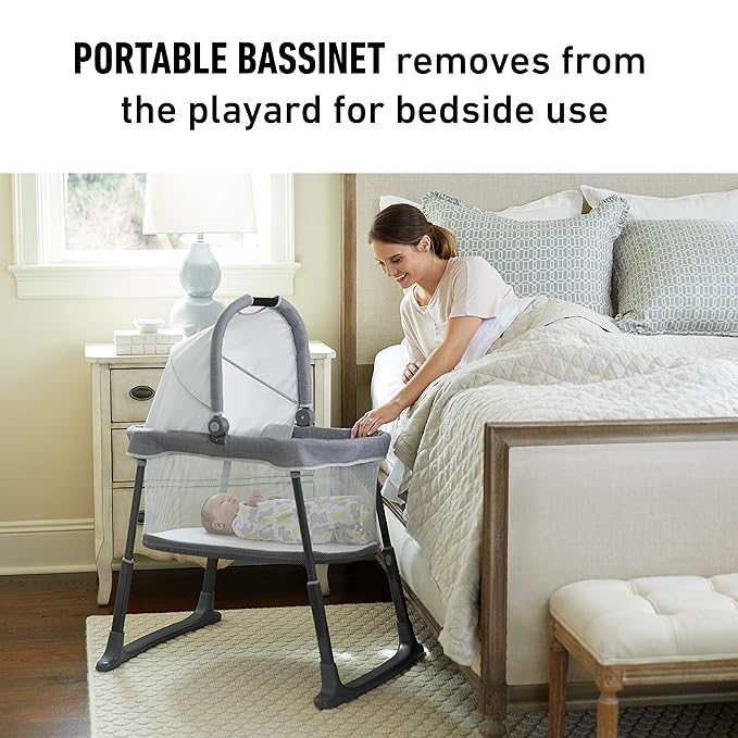 Graco Pack 'n Play Day2Dream Travel Bassinet Playard Features Portable Bassinet Diaper Changer and More (Lo, Lo, W/Fold Flat Bassinet)