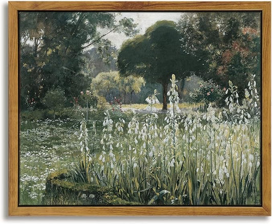 InSimSea Meadow with Flowers Painting Wall Art Prints, Framed, Canvas, Classical Scenery Eclectic Wall Decor For Home Office Living Room Bathroom (8x10in/20x25cm)