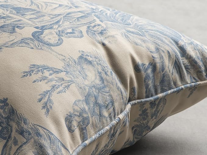 Maison d' Hermine Decorative Pillow Covers 18 x 18 Inch Square 100% Cotton Throw pillow Covers with invisible Zipper Cushion Case for Living Room Couch, Chair, Sofas, Bedroom, Home (The Miller - Blue)