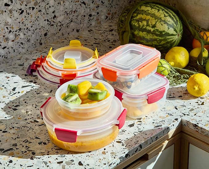 Joseph Joseph Nest Lock 16-piece Plastic BPA Free Food Storage Container Set with Lockable Airtight Leakproof Lids - Multicolor