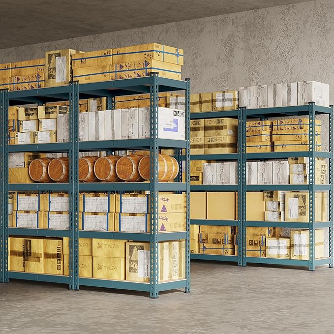 Yaheetech Storage Shelves 5 Tier Garage Shelving Heavy Duty Garage Shelves Adjustable Metal Shelving Unit Utility Rack Shelving for Warehouse Pantry Closet, 27.5" W x 12" D x 60" H, Neptune Blue