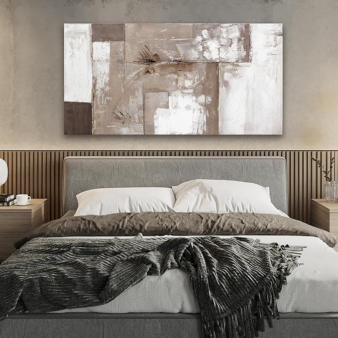 Abstract Wall Art For Living Room Brown Grey And White Wall Art Abstract Canvas Art Wall Decor Paintings Background Modern Artwork Decor For Bedroom Bathroom Can Be Hung 24×48 Inch