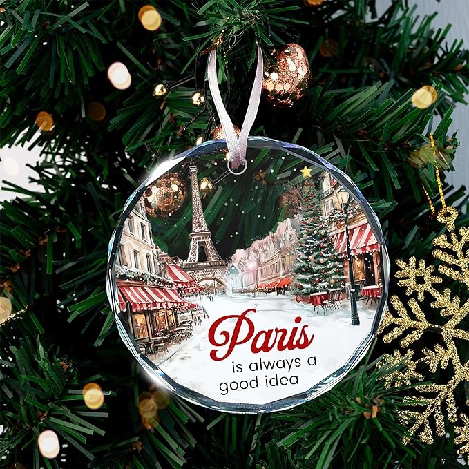Paris Ornament - Exquisite Paris Christmas Ornament for Paris-Lovers, 2025 Edition Christmas Ornaments, Ideal Paris-City Themed Gifts, Memorable Gifts for The Holiday Season.