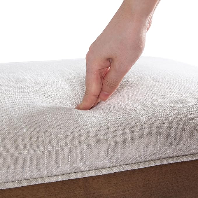 HUIMO Upholstered Entryway Bench for Bedroom for End of Bed, Dining Bench with Padded Seat for Kitchen, Living Room, Fabric Solid Wood (Beige)