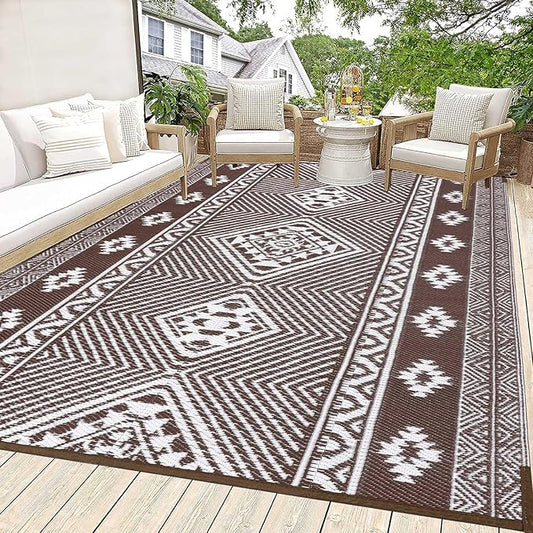 HiiARug Outdoor Rug for Patios Clearance 5'x7' Outdoor Plastic Straw Rug Waterproof Patio Camping Rug Reversible RV Mat Outdoor Area Rugs for Outdoors, RV, Patio, Backyard, Deck, Camping