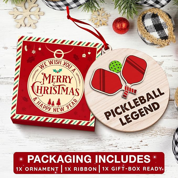 Pickleball Ornament - Christmas Tree Decor for Pickleball Enthusiasts, Fun 2025 Pickleball Christmas Ornaments for Women, Inspirational Sport Gift Ideas, Unique Paddle Design