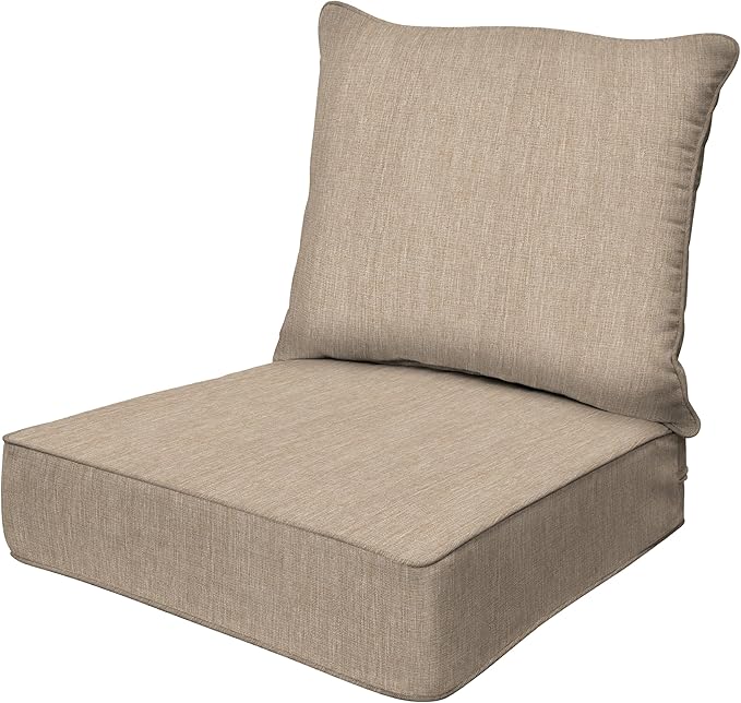 Honeycomb Outdoor Deep Seat, 24 x 23, Textured Solid Birch Tan Chair Cushion for Patio Furniture