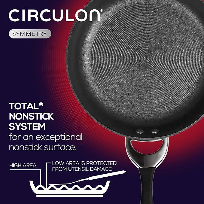 Circulon Symmetry Hard-Anodized Nonstick Frying Pan, 8.5-Inch, Black