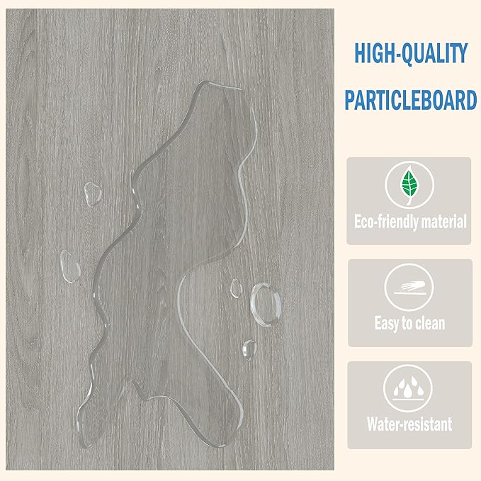 Large End Table Farmhouse Side Table Industrial Style Sofa Table Metal X Accent Wood Coffee Table NightStand with Storage Shelf for Living Room Bedroom Oak Grey MLBZ16Z