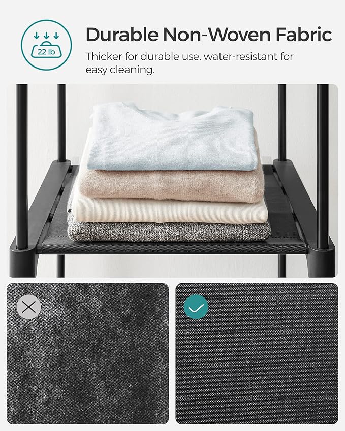 SONGMICS Portable Closet, Freestanding Closet Organizer, Clothes Rack with Shelves, Hanging Rods, Storage Organizer, for Cloakroom, Bedroom, 59.5 x 16.9 x 65.4 Inches, Black URYG036B02