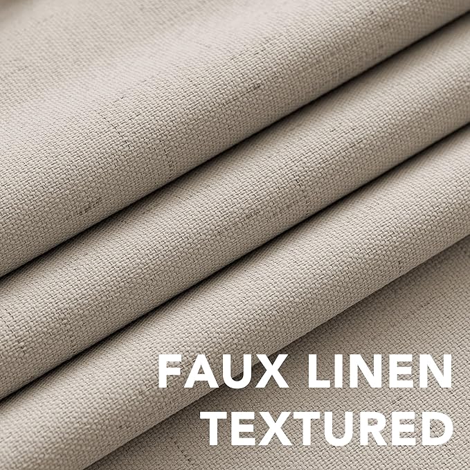 H.VERSAILTEX 100% Blackout Curtains for Bedroom Thermal Insulated Linen Textured Curtains Heat and Full Light Blocking Drapes Living Room Curtains 2 Panel Sets, Cobblestone, 52x84 Inch