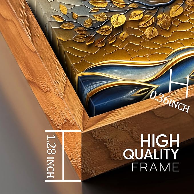 Tree Wall Art for Living Room, Gold Canvas Wall Decor for Bedroom, Picture Print Artwork, Large Size 59 x 29 Inches Framed