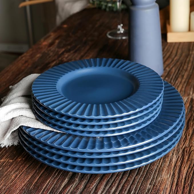 Christian Siriano Lusso 16-Piece Dinnerware Set Stoneware, Ash Blue