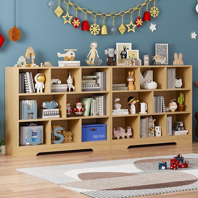 Book Shelf for Kids, 8 Cubes Storage Organizer Montessori Shelf, 3-Tier Wooden Kids Bookcase, Toy Storage Organizer for Children, Toddler Bookshelf Cube Shelf for Kid’s Room, Classroom