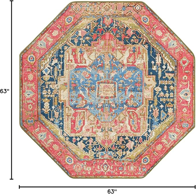 Unique Loom Outdoor Traditional Collection Area Rug - Limon (5' 3" Octagon Multi/Red)
