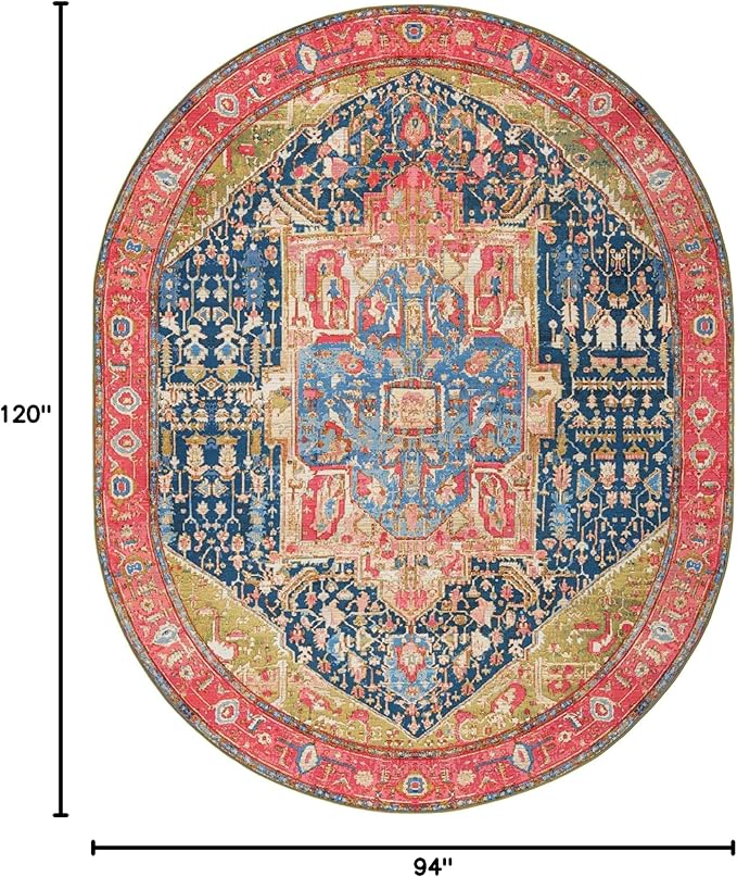 Unique Loom Outdoor Traditional Collection Area Rug - Limon (7' 10" x 10' Oval Multi/Red)