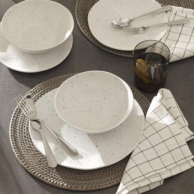 Oneida 895951 Terrazzo Melamine Cream 12 Piece Dinnerware Set, Lightweight Melamine Material