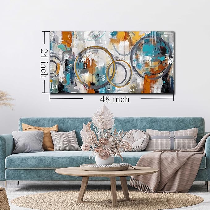 Modern Wall Art for Office Decor - Abstract Canvas Wall Art - Wall Pictures for Living Room Size 24" x 48"