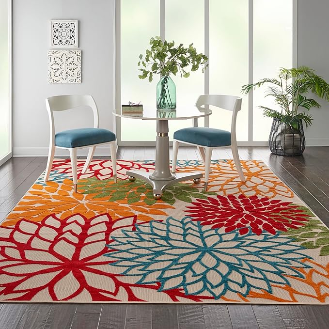 Nourison Home Aloha 7' x 10' Fabric Indoor/Outdoor Rug in Green/Multi-Color
