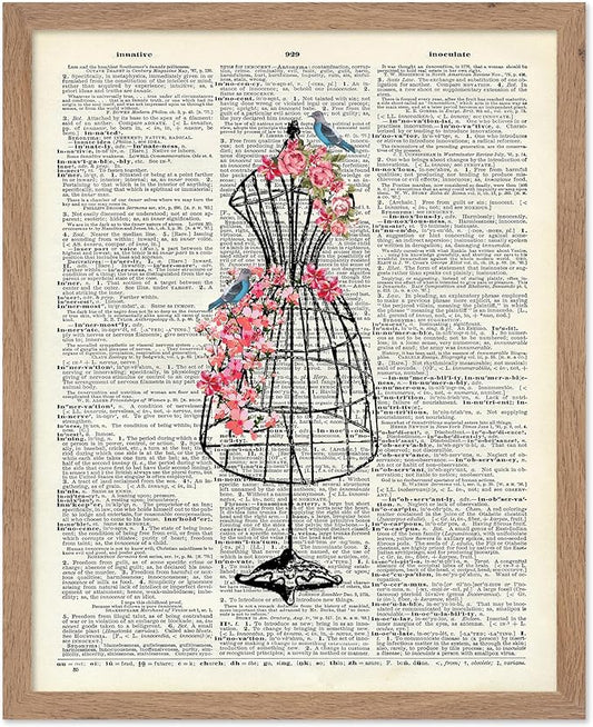 Poster Master Mannequin Print - Fashion Poster - Dictionary Art - Great Gift for Men, Women & Dressmaker - Sewing & Flower Art - Chic Decor for Living Room, Dorm or Office - 11x14 Beige Framed