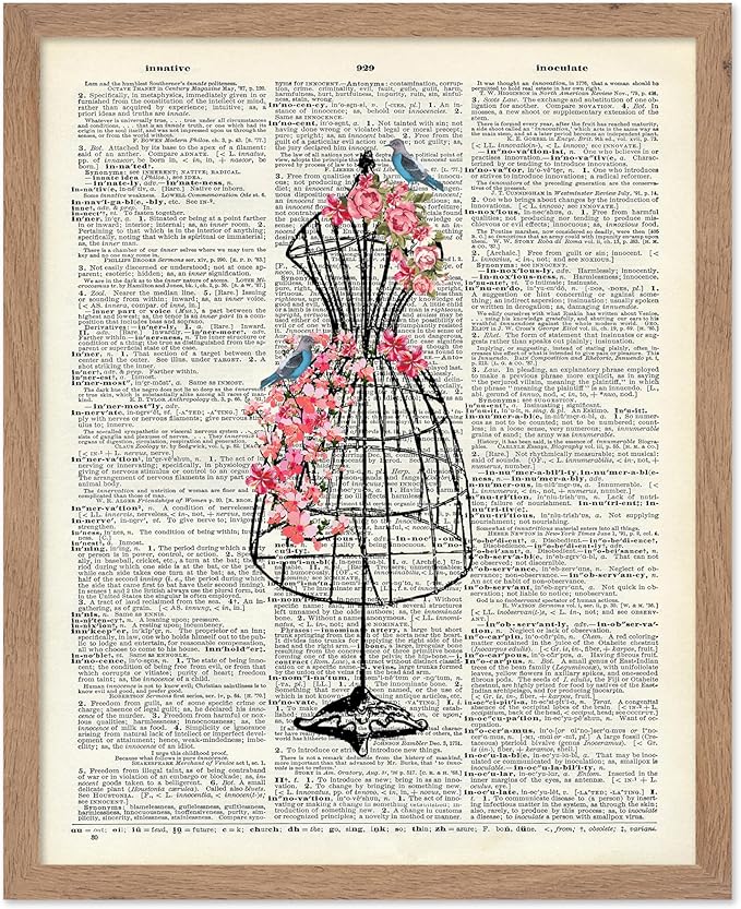 Poster Master Mannequin Print - Fashion Poster - Dictionary Art - Floral Gift for Men, Women & Dressmaker - Sewing & Flower Art - Chic Wall Decor for Living Room, Dorm or Office - 8x10 Beige Framed