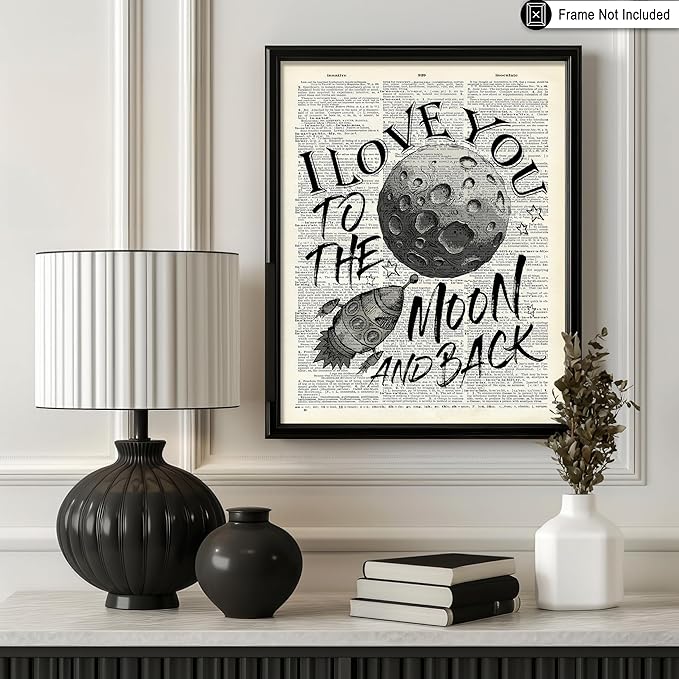 Poster Master Dictionary Art Poster - I Love You To The Moon and Back Print - Motivational Art - Gift for Him, Her & Lovers - Romantic Decor for Dorm, Bedroom or Living Room, 18x24 Unframed Wall Art