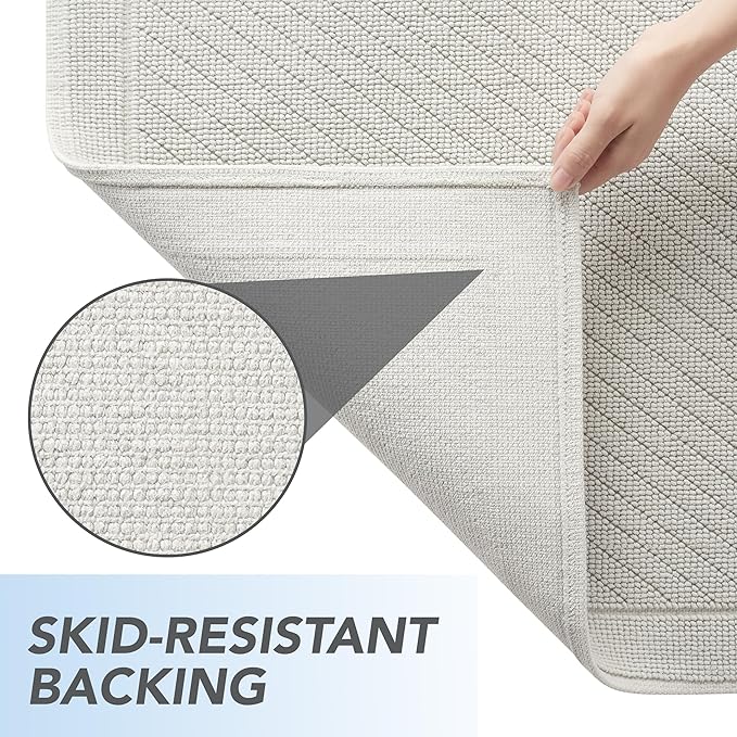 Arkwright 100% Cotton Bathroom Rug - High Absorbent Stylish Textured Woven Design Bath Mat, Slip Resistant Backing for Shower and Bathtub Floor, 24x36 in - Grey