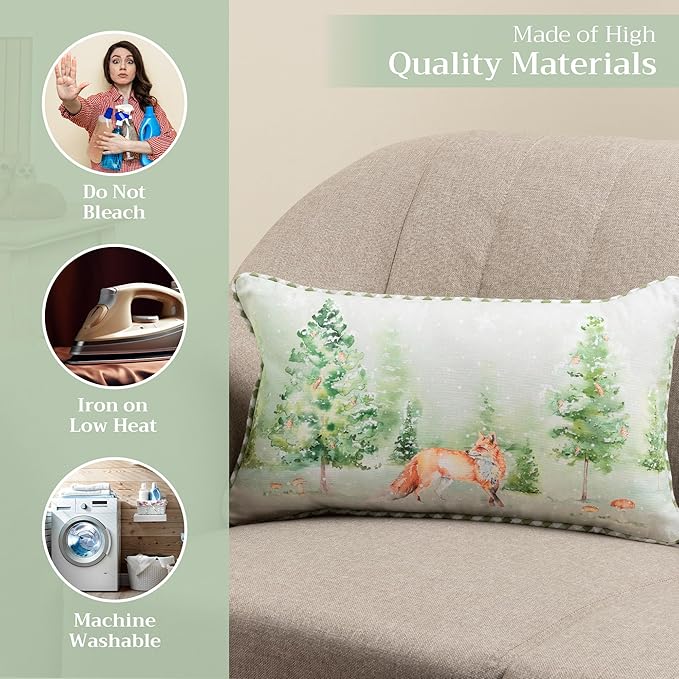 Maison d' Hermine Decorative Pillow Covers 12x20 Inch Rectangle 100% Cotton Throw Pillow Covers with Invisible Zipper Cushion Case for Living Room Couch, Chair, Sofas, Bedroom, Home (Winter Mornings)