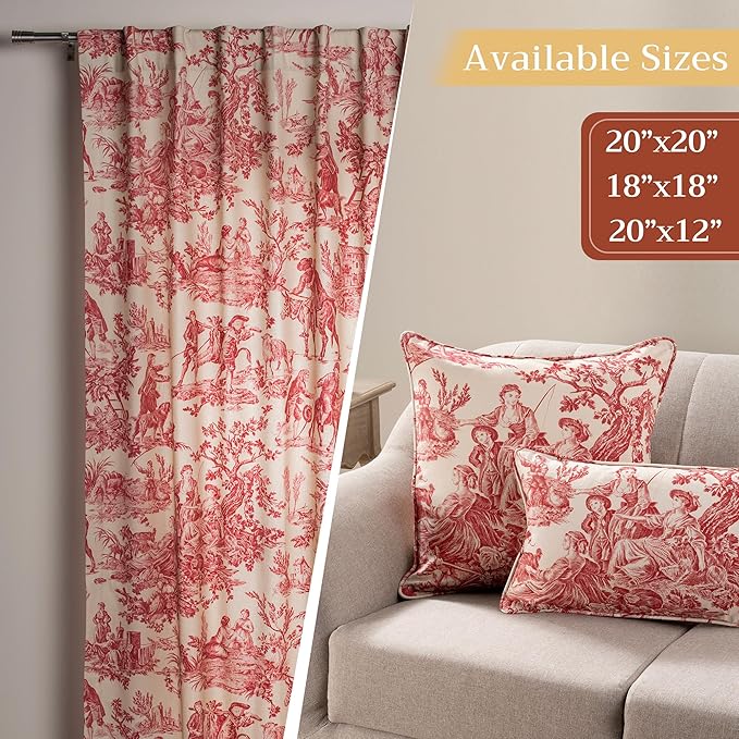 Maison d' Hermine Decorative Pillow Covers 18 x 18 Inch Square 100% Cotton Throw Pillow Covers with Invisible Zipper Cushion Case for Living Room Couch, Chair, Sofas, Bedroom, Home (The Miller - Red)