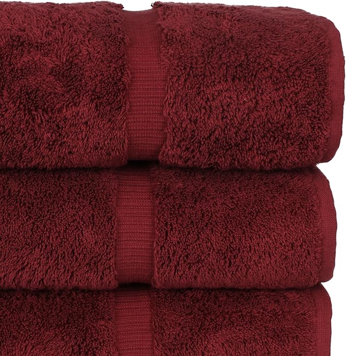 Chakir Turkish Linens 100% Cotton Premium Turkish Towels for Bathroom | 27'' x 54'' (4-Piece Bath Towels - Cranberry)