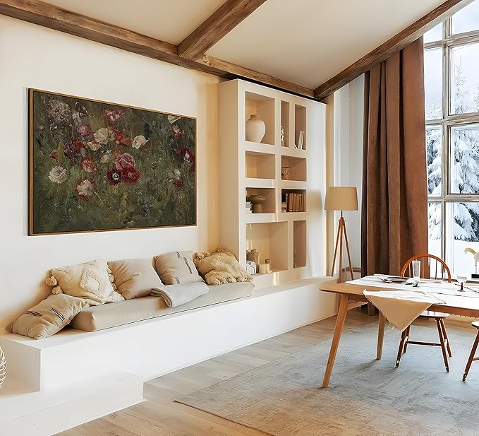 InSimSea Framed Canvas Wall Art Vintage Decor, Flowers Canvas Wall Art Modern Farmhouse Decor, Botanical Wall Art Painting for Office, Bedroom Bathroom Office home Decor, 24"x36"